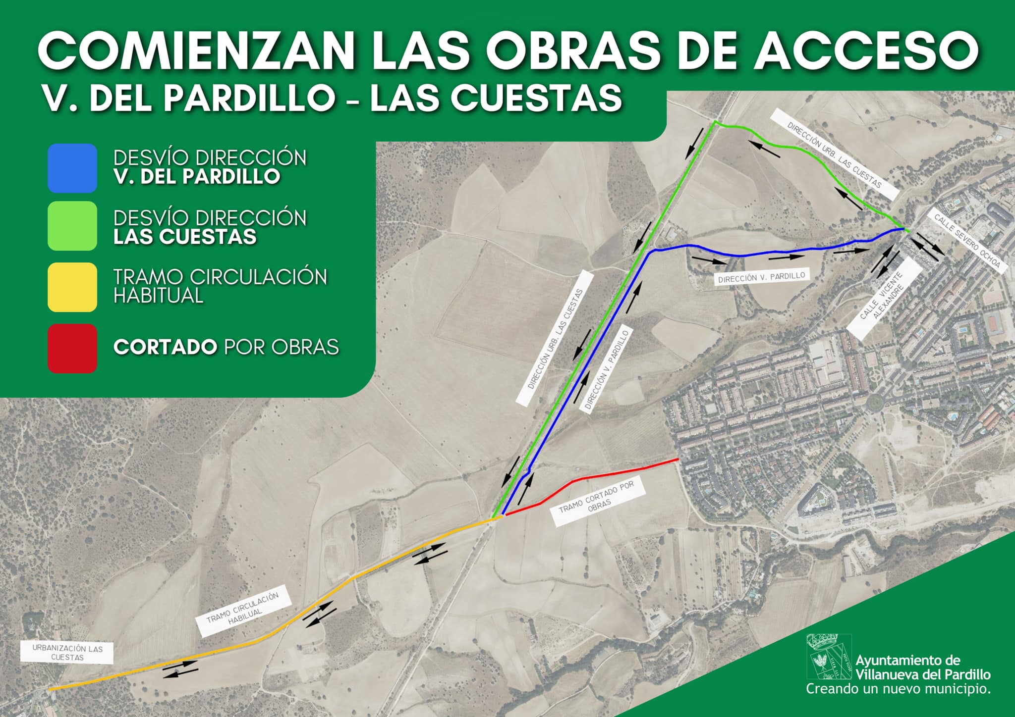 AVISO IMPORTANTE. Precaución viandantes por desvíos temporales de vehículos por el camino del Canal Isabel II y adyacentes