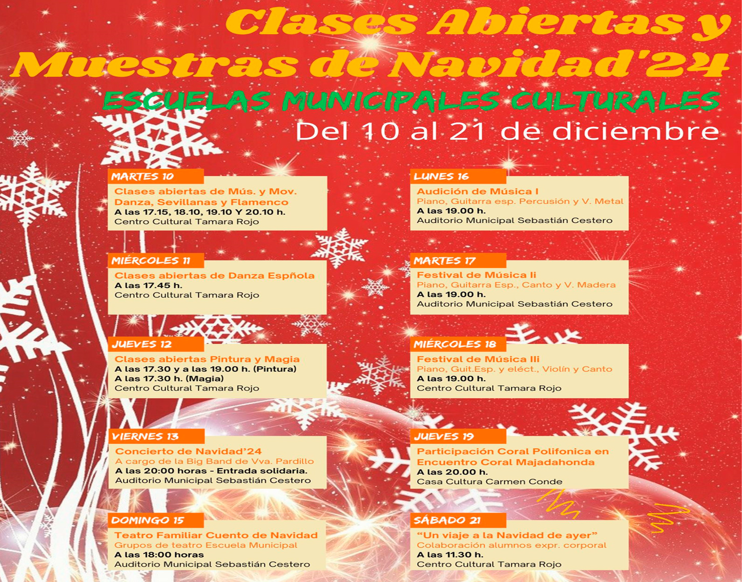 Clases abiertas y Festivales de Navidad, diciembre'24