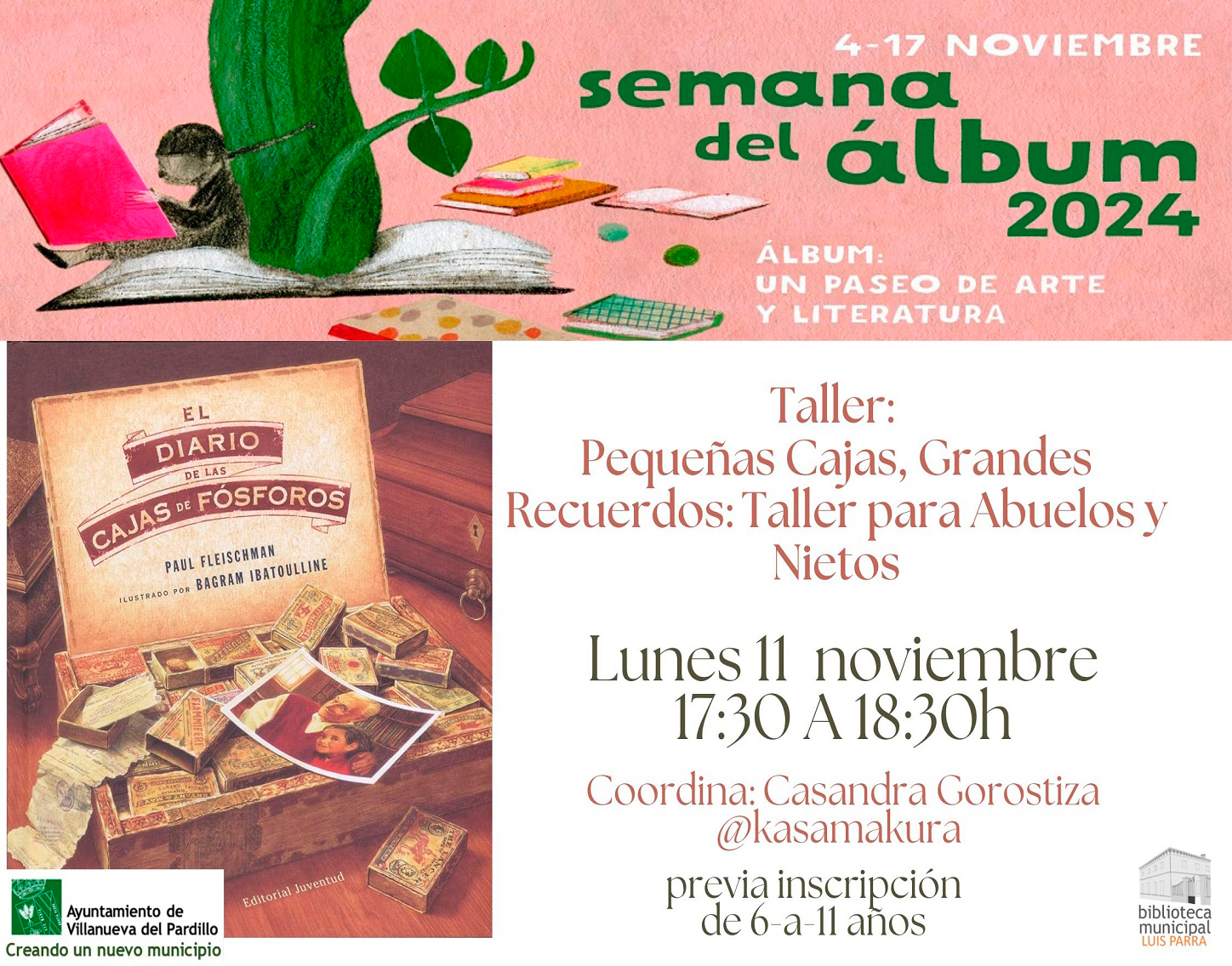 Taller de Pequeñas Cajas, grandes recuerdos, lunes 11 de noviembre'24