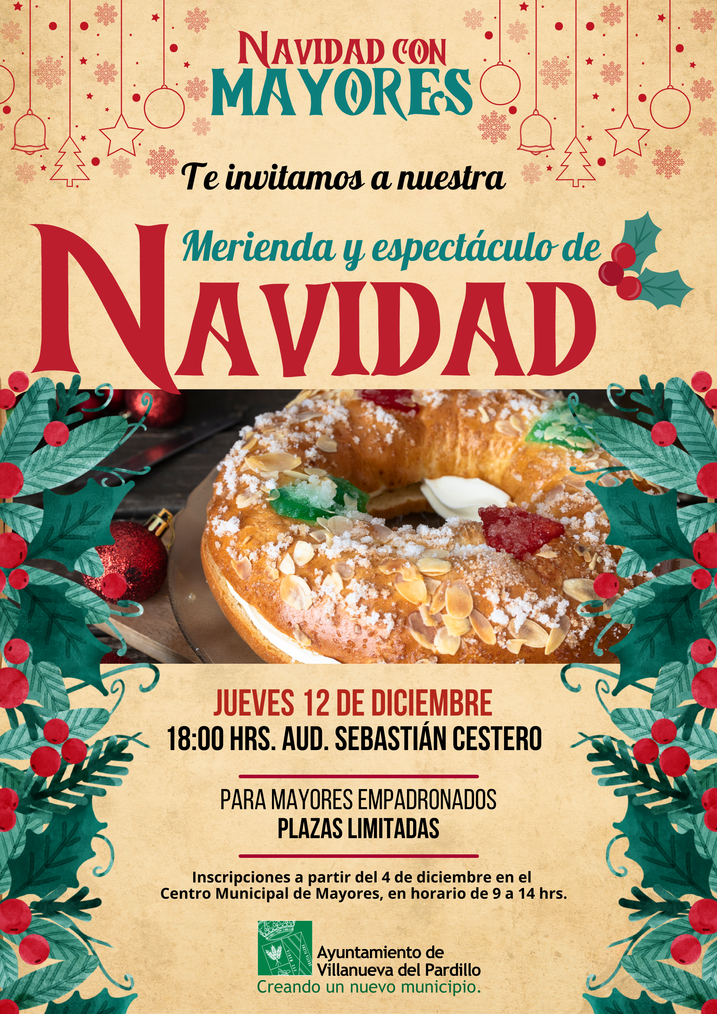  Merienda y espectáculo navideño para los mayores de Villanueva del Pardillo