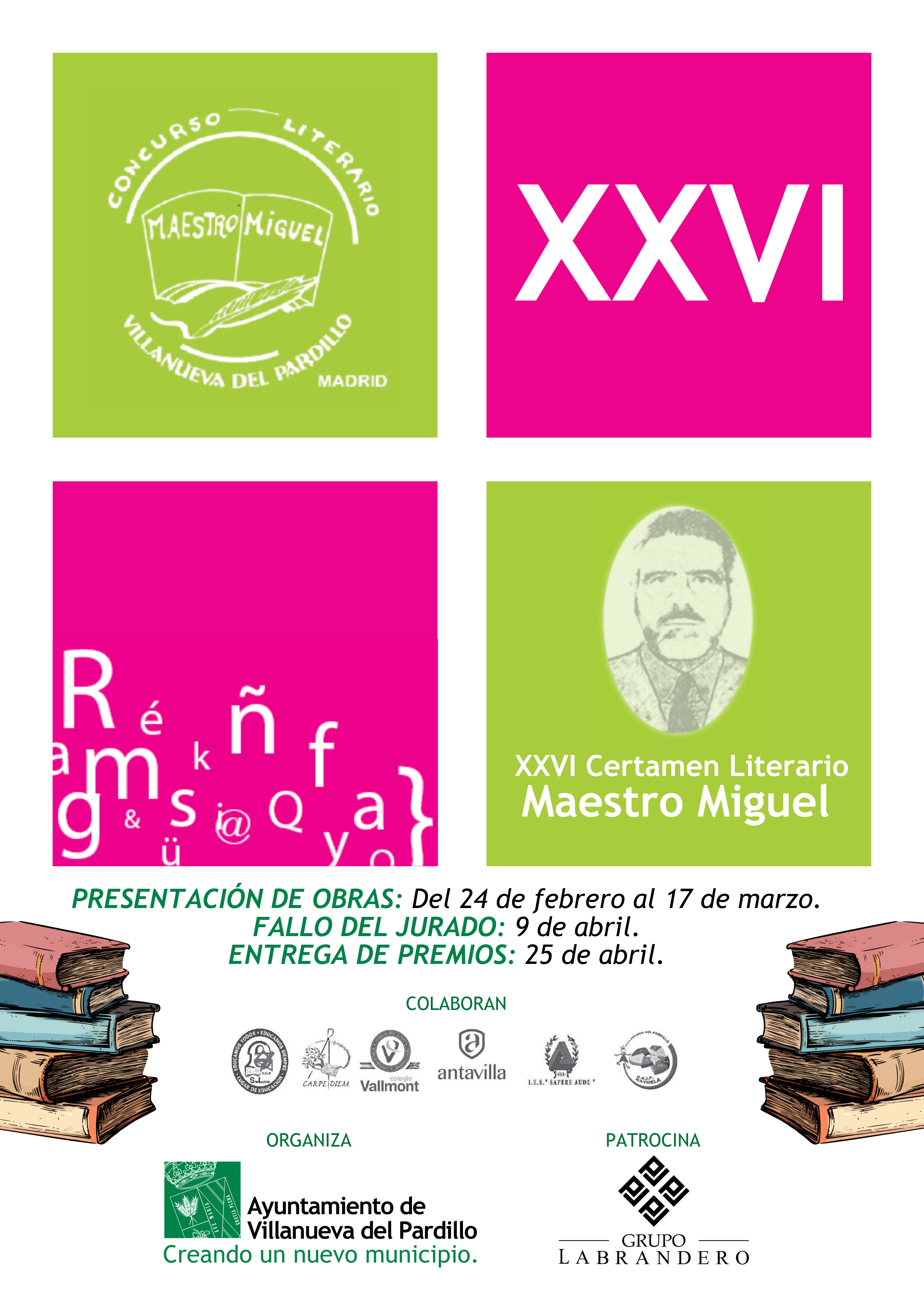 Convocatoria de la XXVI Edición del Certamen Literario Maestro Miguel en Villanueva del Pardillo