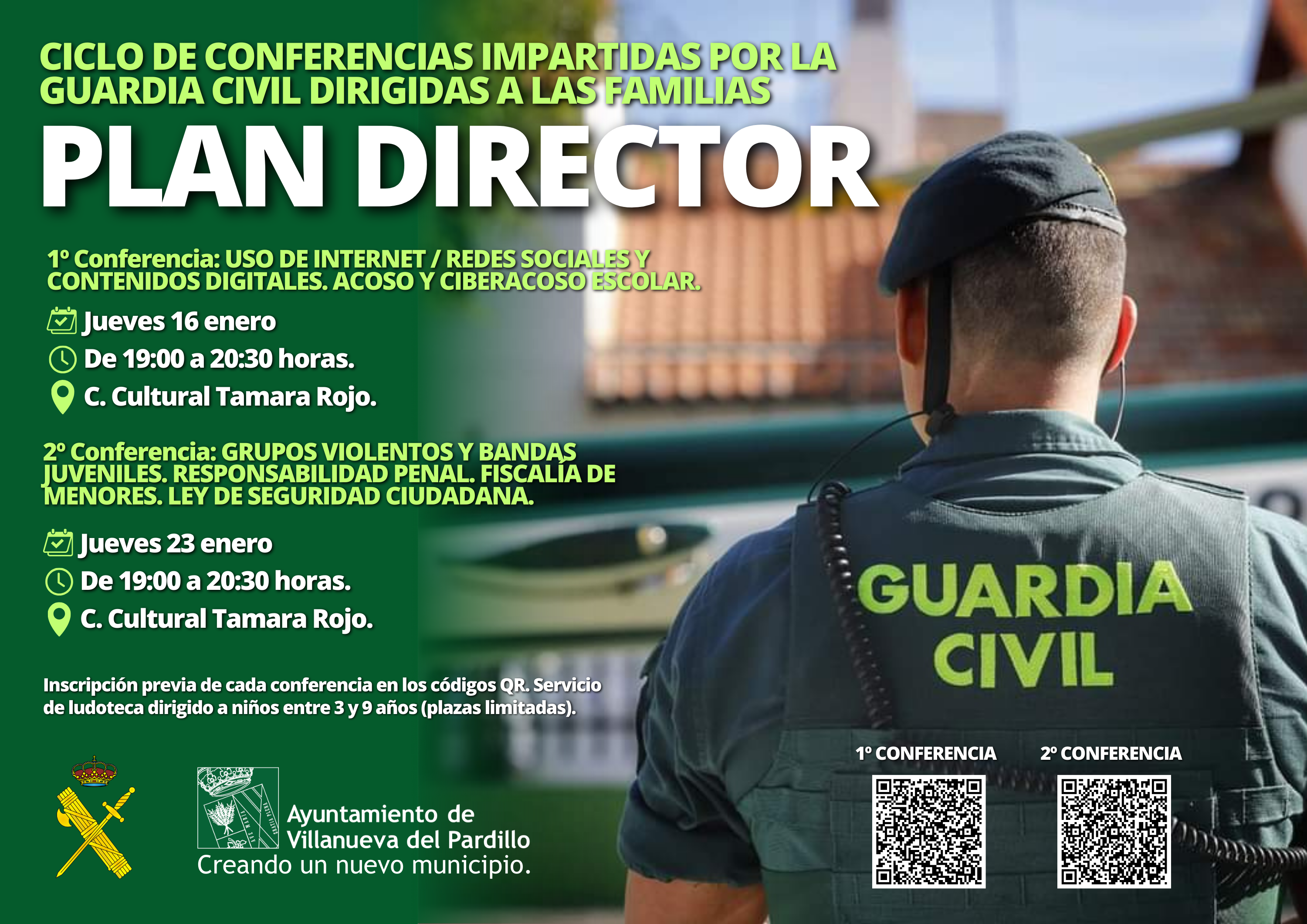 “Plan Director” Ciclo de conferencias impartidas por la Guardia Civil dirigidas a las familias de Villanueva del Pardillo.